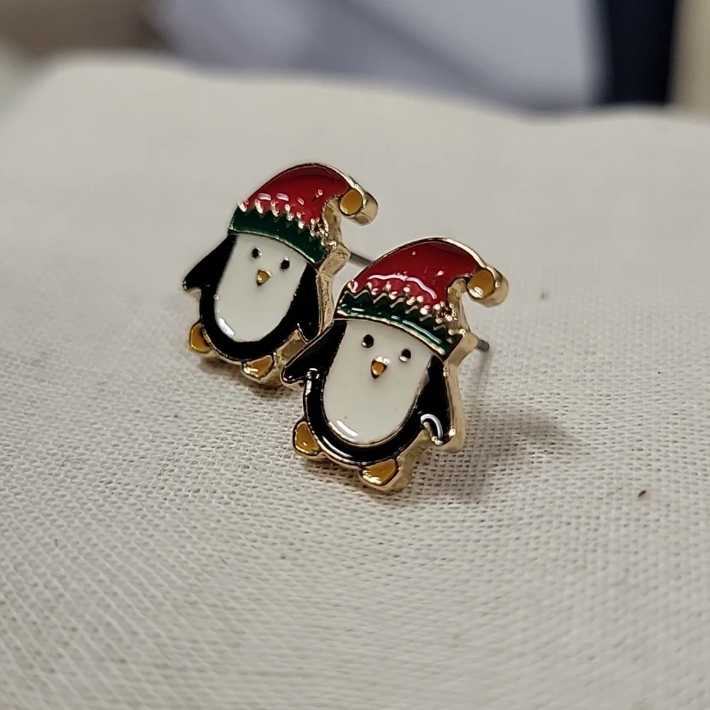 Holiday Penguin Stud Earrings - Picture 5 of 6